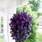 Artificial Fake Flowers Plants Hanging Baskets Outdoor Outside Spring Decor(Purple)